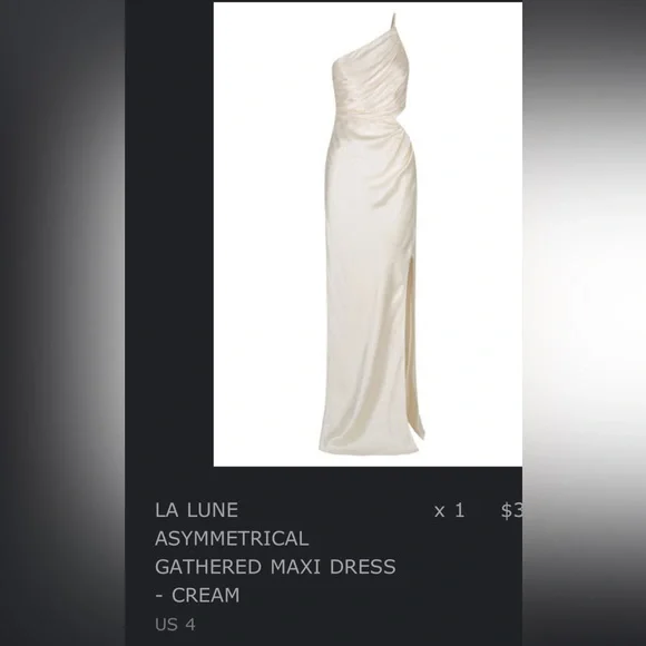 la lune asymmetrical gathered maxi dress - cream La Lune Long Sleeve Gathered Wedding Dress  Georgette